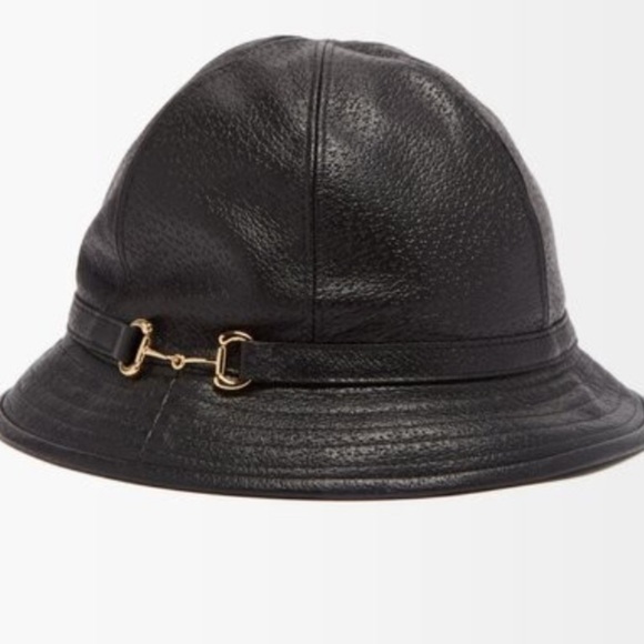 Gucci NWT New black lamb leather cloche horesebit hat - Picture 1 of 5